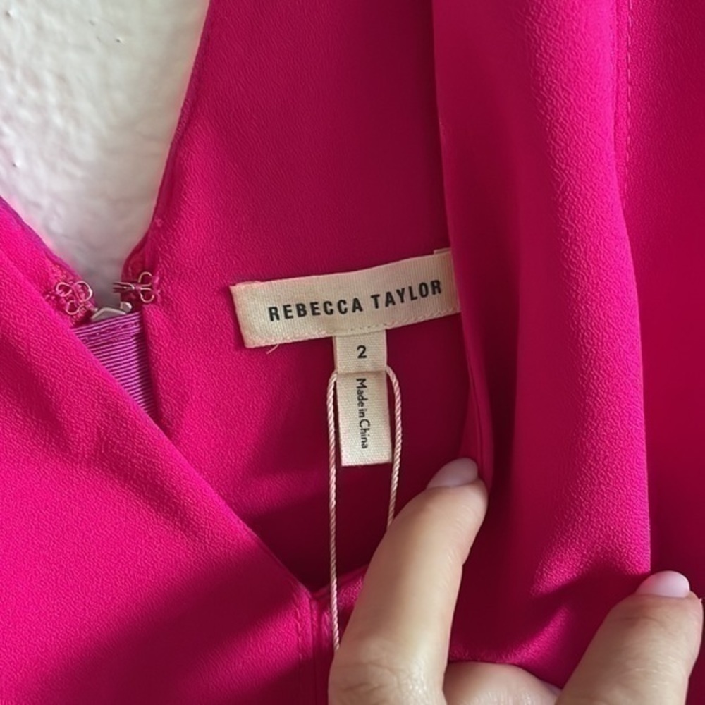 NWT Rebecca Taylor crêpe V-neck dress orchid color size 2 - Picture 6 of 9